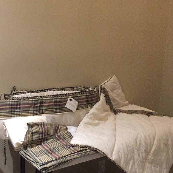 Sweet Kyla Crib Bedding Set High End 4 pc Plaid - Picture 1 of 13
